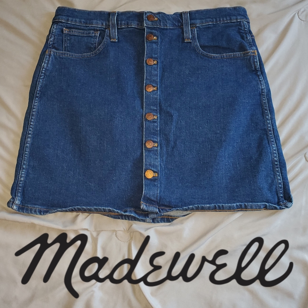 Madewell Button Front Denim Skirt